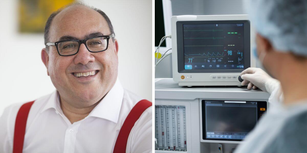 Foto che raffigura Carlo Guccione e apparecchiature elettromedicali