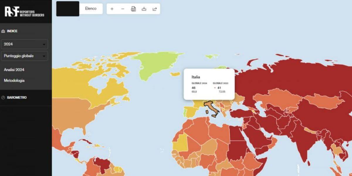 Libertà di stampa nel mondo, l'Italia retrocede al 46° posto