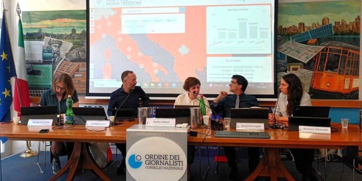 La delegazione MFRR durante la conferenza stampa a Roma, 14 maggio 2024