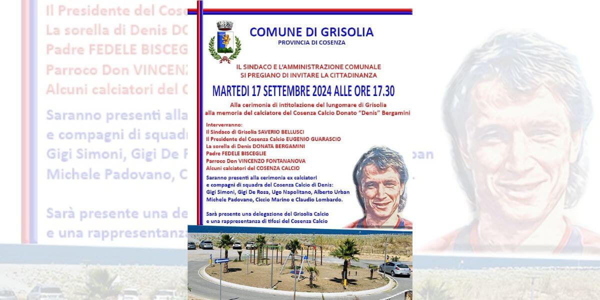 Cerimonia di intonazione del lungomare di Grisolia alla memoria di Denis Bergamini